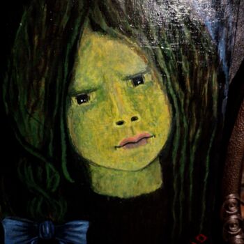 Schilderij getiteld "Disappointed Sonya" door Natasha Orlova, Origineel Kunstwerk, Acryl Gemonteerd op Frame voor houten bra…