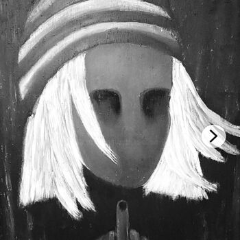 Картина под названием "Self-potrait drawn…" - Natasha Orlova, Подлинное произведение искусства, Масло Установлен на Деревянн…