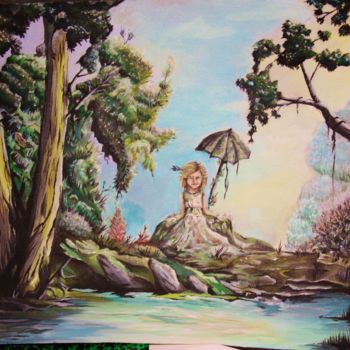 Painting titled "la fille de la forêt" by Natasha Pelley-Smith, Original Artwork, Acrylic