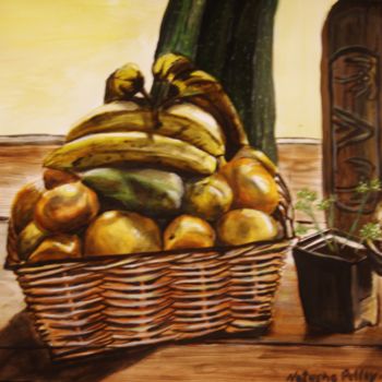 Painting titled "bananes et clementi…" by Natasha Pelley-Smith, Original Artwork, Oil