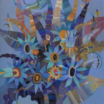Malerei mit dem Titel "Blue bouquet/ blue…" von Natasha Svetelshchuk, Original-Kunstwerk, Öl