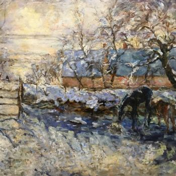 Картина под названием "Зимний пейзаж" - Natalia Rosenbaum, Подлинное произведение искусства