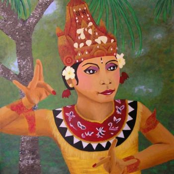 Painting titled "Balinese Dancer" by Natasha Tatta, Original Artwork