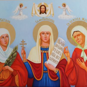 Painting titled "Holy Women Tatiana,…" by Nata Shemshur, Original Artwork, Oil Mounted on Wood Stretcher frame