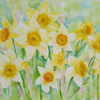 Painting titled "Sunshine Yellow Nar…" by Nata Shemshur, Original Artwork, Acrylic
