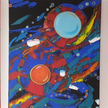 Painting titled "Breath of music.Tri…" by Nata Shemshur, Original Artwork, Acrylic Mounted on Wood Stretcher frame