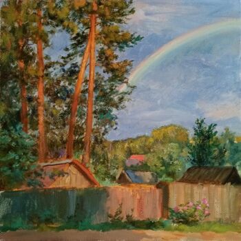 Painting titled "May rainbow" by Natalya Timchenko, Original Artwork, Oil Mounted on Wood Stretcher frame