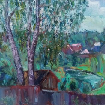 Peinture intitulée "Берёза в начале лета" par Natalya Timchenko, Œuvre d'art originale, Huile Monté sur Châssis en bois