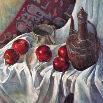 Painting titled "Still life with jug…" by Shtainfeld-Borovkov Nataly, Original Artwork, Oil