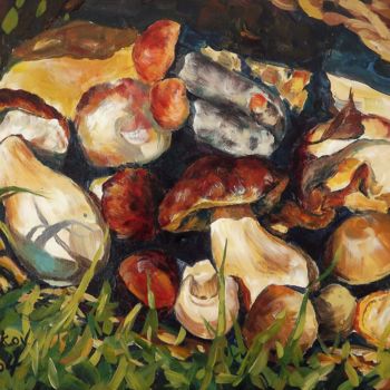 Peinture intitulée "Mushrooms" par Shtainfeld-Borovkov Nataly, Œuvre d'art originale, Huile