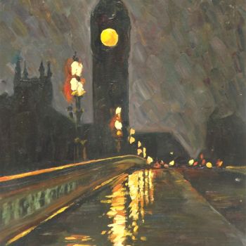 Malarstwo zatytułowany „Nightlights of Lond…” autorstwa Shtainfeld-Borovkov Nataly, Oryginalna praca, Olej
