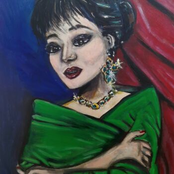 Painting titled "Diva" by Cajani, Original Artwork, Acrylic Mounted on Cardboard
