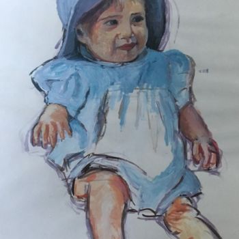 Malerei mit dem Titel "etude enfant acryli…" von Nathalie De Courrèges, Original-Kunstwerk, Acryl
