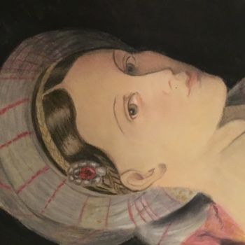 Tekening getiteld "D’ après Ingres" door Nathalie De Courrèges, Origineel Kunstwerk, Pastel