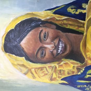Painting titled "Africaine" by Nathalie De Courrèges, Original Artwork, Acrylic