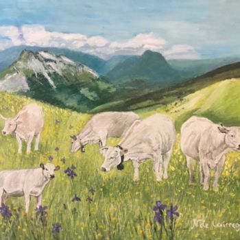 Peinture intitulée "vaches béarnaises" par Nathalie De Courrèges, Œuvre d'art originale, Huile