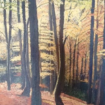 Peinture intitulée "Sous bois d'automne" par Nathalie De Courrèges, Œuvre d'art originale, Acrylique