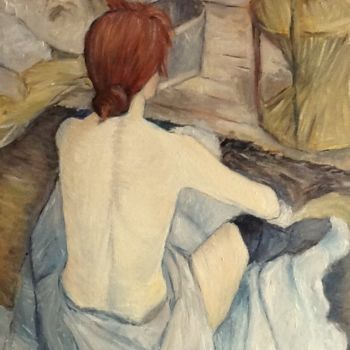 Painting titled "La toilette" by Nathalie De Courrèges, Original Artwork, Oil