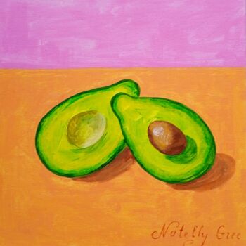 Malerei mit dem Titel "Avocado painting Ac…" von Natelly Gree, Original-Kunstwerk, Acryl Auf Keilrahmen aus Holz montiert