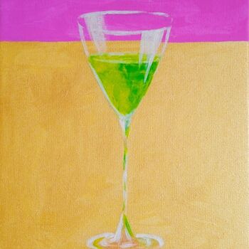 Painting titled "My Cocktail on Gold…" by Natelly Gree, Original Artwork, Acrylic Mounted on Wood Stretcher frame