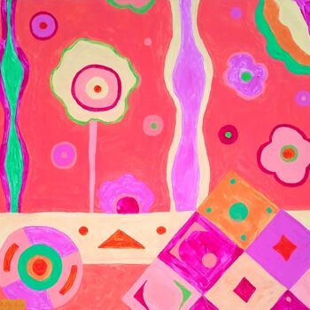 Painting titled "Pink Life Abstract…" by Natelly Gree, Original Artwork, Acrylic