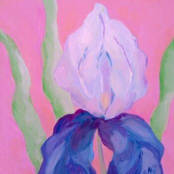 Painting titled "Iris Oil Painting F…" by Natelly Gree, Original Artwork, Oil Mounted on Other rigid panel