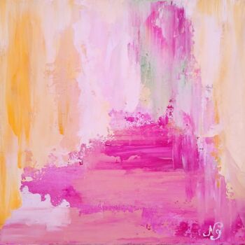 Ζωγραφική με τίτλο "Pink Abstract Oil P…" από Natelly Gree, Αυθεντικά έργα τέχνης, Λάδι
