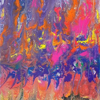 Painting titled "FIRE" by Natha, Original Artwork, Acrylic Mounted on Wood Stretcher frame