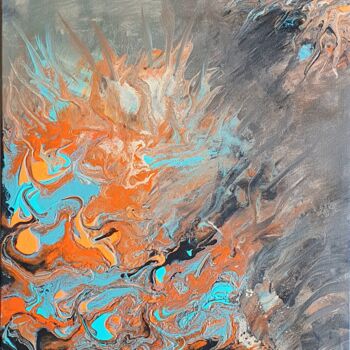 Painting titled "MAGMA" by Natha, Original Artwork, Acrylic Mounted on Wood Stretcher frame