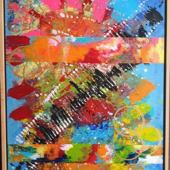 Painting titled "TECHNICOLOR" by Natha, Original Artwork, Acrylic Mounted on Wood Stretcher frame