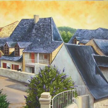 Painting titled "Oloron Sainte Marie" by Nathalie Armand, Original Artwork, Oil