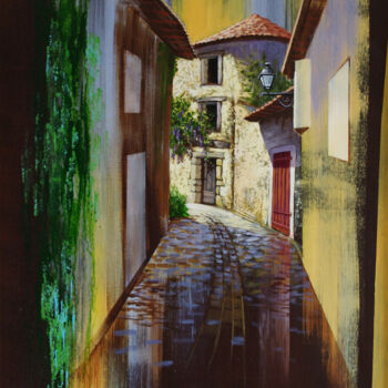 Painting titled "Rue de St Sever" by Nathalie Armand, Original Artwork, Acrylic