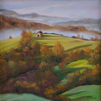 Painting titled "Pays-Basque en auto…" by Nathalie Armand, Original Artwork, Oil