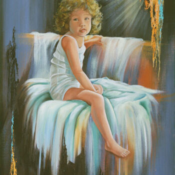 Painting titled "L'enfant roi" by Nathalie Armand, Original Artwork, Oil