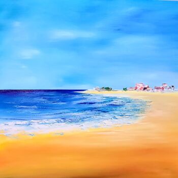 Peinture intitulée "La plage" par Nathalie Beauvais, Œuvre d'art originale, Huile Monté sur Châssis en bois