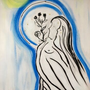 Malerei mit dem Titel "Clair de Lune" von Nathalie Bellanger, Original-Kunstwerk, Acryl