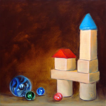 Painting titled "Le château" by Nathalie Bernard, Original Artwork, Oil