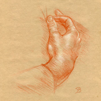 Drawing titled "Etude de main d'apr…" by Nathalie Bernard, Original Artwork, Ink