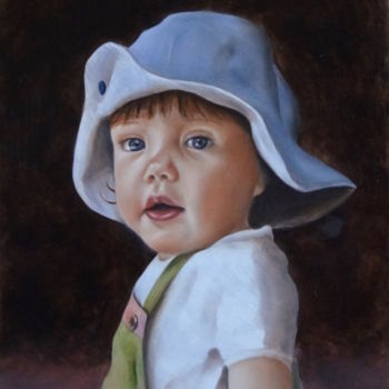 Painting titled "Chipie au chapeau" by Nathalie Bernard, Original Artwork, Oil