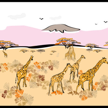 数字艺术 标题为“Clan des Girafes |…” 由Nathalie Bourré (TinaRebou), 原创艺术品, 2D数字工作