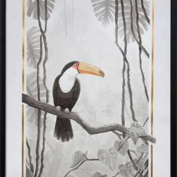 Peinture intitulée "Toucan" par Nathalie Boyer, Œuvre d'art originale, Encre