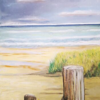 Painting titled "Dans les dunes" by Nathalie Cornet (Les ateliers du 35), Original Artwork, Pastel