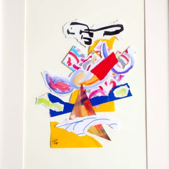 Collagen mit dem Titel "Free Jazz 3" von Nathalie Cuvelier Abstraction(S), Original-Kunstwerk, Collagen