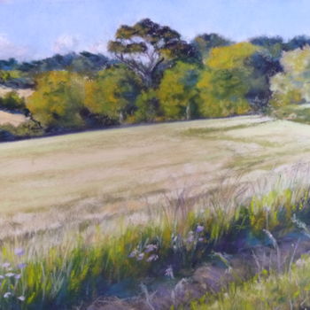 Pintura titulada ""Le champ de blé"" por Nathalie Durand (Ndpastelart), Obra de arte original, Pastel