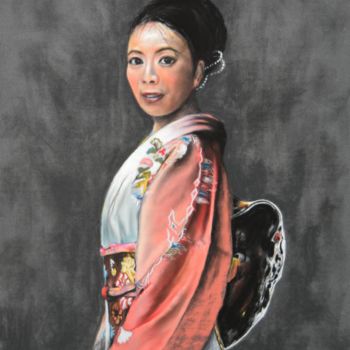 Pintura intitulada "Geisha ii" por Nathalie Durand (Ndpastelart), Obras de arte originais, Pastel