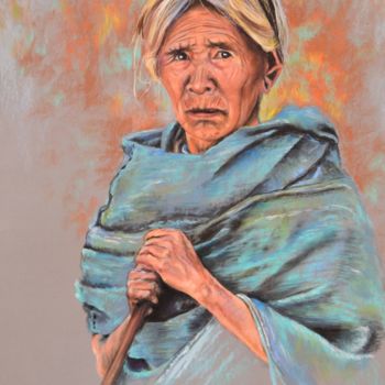 Malerei mit dem Titel "Nogaland Woman" von Nathalie Durand (Ndpastelart), Original-Kunstwerk, Pastell