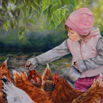 Peinture intitulée "Les galines" par Nathalie Durand (Ndpastelart), Œuvre d'art originale, Pastel