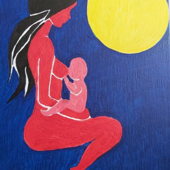 Peinture intitulée "La mère et l enfant" par Nathy ... (Nathy), Œuvre d'art originale, Acrylique