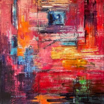 Ζωγραφική με τίτλο "rêve en couleur 1" από Nathalie Grange, Αυθεντικά έργα τέχνης, Ακρυλικό Τοποθετήθηκε στο Ξύλινο φορείο σ…