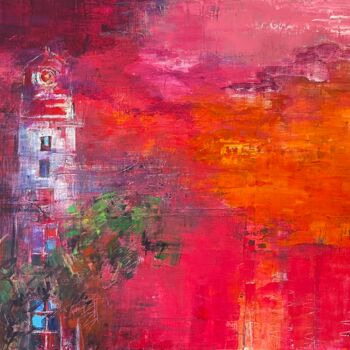 Painting titled "le phare" by Nathalie Grange, Original Artwork, Acrylic Mounted on Wood Stretcher frame